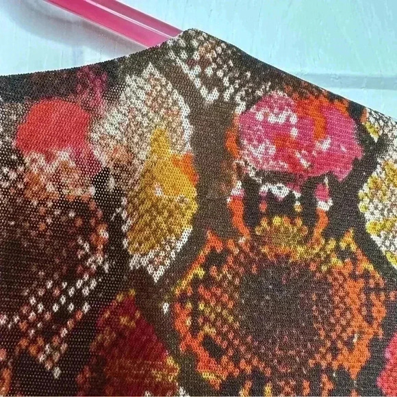 Tanjay Petite Blouse Mesh Ruffles 3/4 Length  Sleeves V-Neck Orange Size Small - Picture 10 of 16